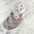 Cute grey fleece pet vest for warm winter cat and small dog clothes specification - XS (0.5-1kg) / Gray