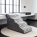 Three-layer foam dog stairs with star pattern for high beds and sofas. - S (2-Step) / Grey Pentagram Ornament