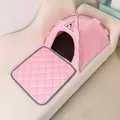 Foldable pink pet tent and quilted mat set for small cats and dogs indoor use - Small (40x40x35cm) / Pink