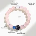 Pulsera de cuentas de cuarzo rosa y obsidiana con estrella - Pulsera Estrella Cuarzo Rosa 10mm
