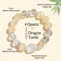 Handcrafted natural clear and yellow crystal bead bracelet with a carved dragon turtle charm - Azez Citrine Dragon Turtle Style / 12mm
