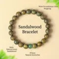 Bracelet en bois de santal vert avec jade aventurine naturelle, perles 8mm, 15cm. - Bracelet Sandalwood Aventurine (8mm) / 8mm Diamètre de Perle (15cm Circonférence) / Vert olive