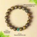 Bracelet artisanal en bois de santal vert naturel avec perle d'aventurine verte - Bracelet Sandalwood Aventurine (10mm) / 10mm Diamètre de Perle (15cm Circonférence) / Vert olive