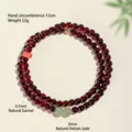 Double-strand natural garnet bracelet with green Hetian jade beads, 15cm wrist size. - 4.5mm Garnet Running Loop Bracelet