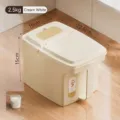 Cream white airtight rice storage container 2.5kg with handle and measuring cup - 2.5kg Capacity (With Measuring Cup) / Cream White