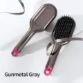 Professional gunmetal gray cushion hairbrush for scalp massage and hair volumizing - Gunmetal