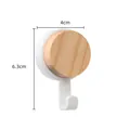 Modern minimalist white and pine wood adhesive wall hook with 4cm by 6.3cm dimensions - Single Hook / White