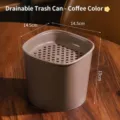 Coffee colored mini desktop trash bin with drainage tray for tea dregs, size 14.5x14.5x13cm - Coffee