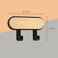 Minimalist pine wood wall hook with double black hangers, size 8.5x5.1cm, sku - Double Hook / Black
