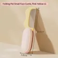 Compact foldable pink and yellow pet grooming comb for cats and dogs, 12.6cm long - 3.8x12.6cm / Pink