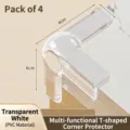 Set of 4 transparent PVC T-type table corner protectors for baby safety and furniture protection - T-shaped / Set of 4 / Clear