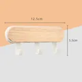 Minimalist pine wood wall hook with 3 white hooks for home bathroom organization - 3 Hooks / White