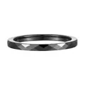 Black faceted ceramic ring with minimalist rhombus pattern for stacking and layering - Size 6 / Rhombus Faceted Style (JZ0136) / 2mm Width / Black