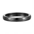 Elegant black ceramic ring with a faceted rhombic design for a modern stackable look - Size 6 / Rhombus Faceted Style (JZ0136) / 3mm Width / Black
