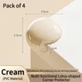 Set of 4 cream-colored PVC lotus-shaped table corner protectors for baby safety - Lotus Shape / Set of 4 / Beige