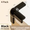 Black T-shaped PVC corner guard protector for table safety and child proofing, 4-pack set - T-shaped / Set of 4 / Black