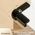 Black L-shaped PVC corner guard 4-pack for table furniture safety and baby protection - L-Shaped / Set of 4 / Black
