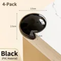 Black lotus-shaped baby safety corner protector 4-pack durable PVC material for table edges - Lotus Shape / Set of 4 / Black