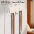 Cream white wall-mounted magnetic kitchen hook rack with 3 hooks for fridge organizer - Magnetic Model / Off White