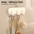 Off-white adhesive 3-hook wall rack organizer for kitchen tools and bath accessories - Patch Pattern / Off White