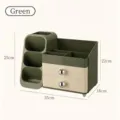Large capacity green makeup organizer with drawers and compartments for desk storage - 35x18x25cm / Light Green