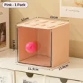 Pink stackable desktop storage drawer with transparent window and round knob - 1 Piece / Pink