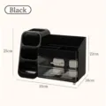 Large black desk organizer for cosmetics with drawers and multi-compartment slots - 35x18x25cm / Black