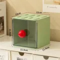 Stackable green desktop storage drawer with transparent front and red spherical handle - 1 Piece / Green