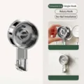 Transparent grey rotating vacuum suction cup wall hook with heavy-duty waterproof design - Single Hook / Transparent Gray