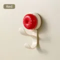 Red suction cup wall hook for heavy duty clothes hanging in bathroom and kitchen - Single Hook / Red