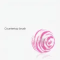 Pink and white striped round bathroom countertop cleaning brush for sink and vanity - Cleaning Ball (C4745) / Pink