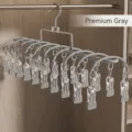 Premium grey multi-clip drying rack with 20 non-slip clips for socks and lingerie - 20 Clips / Gray