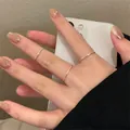 Minimalist 925 sterling silver thin band rings set for women with high polished finish - Minimalist Thin Plain Band (JZ0439) / Set of 3 / Silver
