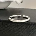 Polished 925 sterling silver open ring with Lucky engraving and smiley face design - Lucky Smiley Face Lettering Style (JZ0907) / Adjustable Open / Silver