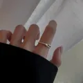 Minimalist 925 sterling silver open ring for women featuring a safety pin design - Safety Pin Shape Style (JZ0351) / Adjustable Open / Silver