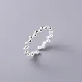Elegant 925 sterling silver beaded ring with adjustable minimalist open band design - Beaded Sphere Style (JZ0507) / Adjustable Open / Silver
