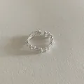 Minimalist 925 sterling silver adjustable bamboo-style open ring for women - Bamboo Hollow Style (JZ0763) / Adjustable Open / Silver