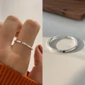 Minimalist 925 sterling silver open ring with tiny black heart detail for women - Black Heart Style (JZ0208) / Adjustable Open / Silver