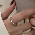 High-quality minimalist 925 sterling silver ring with geometric beaded texture design - Geometric Cube Beaded Style (JZ0038) / Adjustable Open / Silver