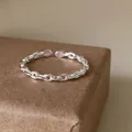 Elegant minimalist 925 sterling silver chain-link open ring with adjustable design for women - Chain Texture Style (JZ0020) / Adjustable Open / Silver