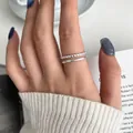 Minimalist 925 sterling silver double-layered open ring with adjustable design for women - Double Layer Bead Twisted Rope Style (JZ0023) / Adjustable Open / Silver