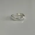 Minimalist 925 sterling silver twisted open ring with polished silver finish for women. - Cross Mobius Style (JZ0693) / Adjustable Open / Silver