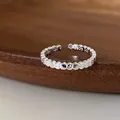 Minimalist 925 sterling silver adjustable open ring with a textured silver finish - Polished Grain Texture Style (JZ0315) / Adjustable Open / Silver