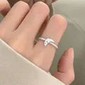 Elegant 925 sterling silver croissant-shaped twisted band ring for women. - Croissant Shape Twisted Rope Style (JZ1113) / Adjustable Open / Silver