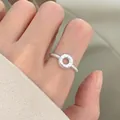 Minimalist 925 sterling silver open ring featuring a textured donut circle design - Twist Hammered Ring Style (JZ1116) / Adjustable Open / Silver