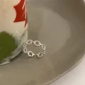 Elegant minimalist 925 sterling silver open ring featuring a unique beaded chain design - Beaded Chain Shape Style (JZ0492) / Adjustable Open / Silver