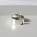 High-quality minimalist 925 sterling silver open cuff ring with a polished finish - Wide Plain Band Style (JZ0358) / Adjustable Open / Silver