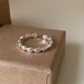 Minimalist 925 sterling silver beaded open ring with adjustable band design - Beaded Chain Style (JZ0954) / Adjustable Open / Silver