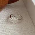 Minimalist 925 sterling silver open ring featuring a delicate daisy flower design for women - Daisy Flower Shape Style (JZ0781) / Adjustable Open / Silver