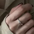 Minimalist 925 sterling silver ring featuring a hammered texture and delicate star - Star Decoration Hammered Style (JZ0628) / Adjustable Open / Silver